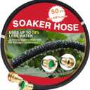 Soaker Hose 50 FT for Garden with 5/8" Diameter Irrigation Hose Save 70% of Water Solid Brass Interface Eminently Suitable for Lawn and Garden Bed Cover