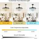 48'' Fandelier Ceiling Fan with Light, Retractable Fan, Black | app & remote control, dimmable 3CCT LED, 6-speed quiet DC motor, memory and timer, suitable for living room/bedroom/dining