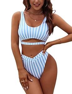 Blooming Jelly Womens Cheeky High Cut Bikini Set Cutout High Waisted Swimsuits Backless 2 Piece Bathing Suits (Small,Blue) Blooming Jelly Womens Cheeky High Cut Bikini Set Cutout High Waisted Swimsuits Backless 2 Piece Bathing Suits (Small,Blue)