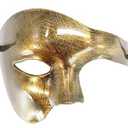 Phantom of The Opera Masquerade Mask Half Face Venetian Mardi Gras Party Mask Gold