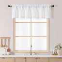 Chyhomenyc White Valance for Windows, Light Filtering Textured Small Kitchen Valance, Rod Pocket Top Window Short Curtain for Bathroom Basement Farmhouse, 60Wx14L Inch