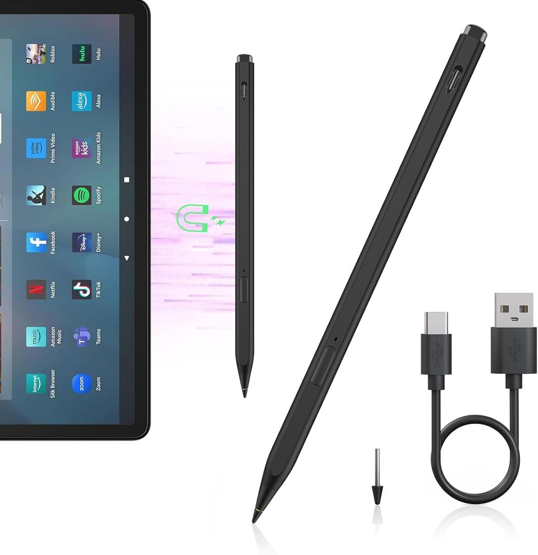 AMZ Fire Tablet Stylus Pen for Amazon Fire Max 11 (2023 Release) & Amazon Fire HD 10, (13th Gen, 2023 Release) Tablets,Stylus with USB-C Fast Charging, 4096 Fine Control