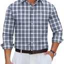 COOFANDY Men's Long Sleeve Plaid Button Down Cotton Wrinkle Free Dress Shirt | Cotton Dress Shirts, Wrinkle Free Fabric, Plaid Neck and Cuff Design. Ideal Business Travel and Meetings or Everyday Wear, Medium