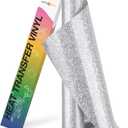 HTVRONT Silver Glitter HTV Heat Transfer Vinyl Rolls - 10" x 8ft Silver Glitter HTV Vinyl for Shirts, Glitter Iron on Vinyl for All Cutter Machine - Easy to Cut & Weed for Heat Vinyl Design (Silver)