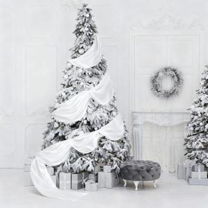 Thyle 28.8 Inch x 21.6 ft Giant Ribbon Christmas Tree Decorations Extra Large Gorgeous Elegant Wide Ribbon Garland for Christmas Staircase Wedding Indoor Outdoor Decorations(White,Chiffon)
