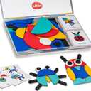 LiKee Open-Ended Wooden Shape Puzzles (36 Blocks&60 Cards) for Toddlers 3+ Years Old, Montessori Development Toys, Preschool Education Activity Travel Toy Board Games for Kids 4-8 Yrs