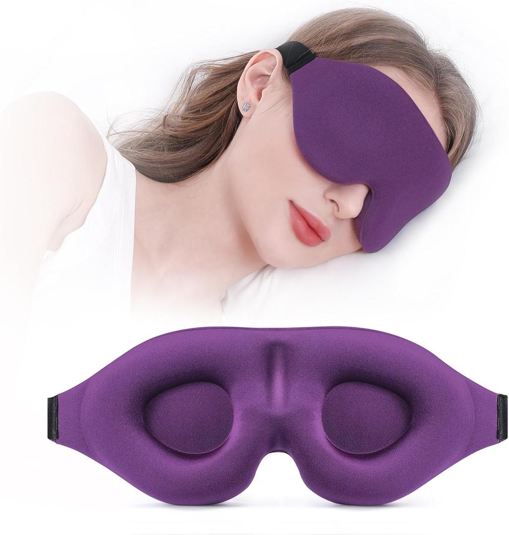 YIVIEW Sleep Mask for Side Sleeper, Complete Light Blocking 3D Sleeping Eye Mask, Soft Breathable Eye Cover for Women Men, Relaxing Zero Pressure Night Blindfold (Purple)