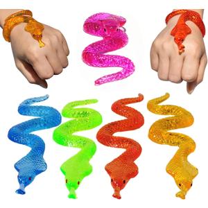 5Pack Super Stretch Sticky Snake Mochi Squishy Toys, Novelty Toys for Playing Jokes, Goodie Bag Stuffers, Classroom Prizes, Birthday, Party Favors