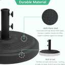 Helios&Hestia 46 lb Round Plastic Prefilled Cement Outdoor Umbrella Base, Heavy Duty Concrete Stand Weight for Patio Market Table Umbrella, Black