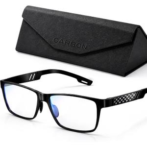 IBOANN Blue Light Glasses for Men - Lightweight Al-Mg Metal, Gaming Computer Blocking Glasses, Eye Protection Anti Eyestrain (Black)