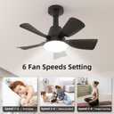Socket Ceiling Fan with Lights and Remote, 3 Colors Dimmable 3000K-6500K, 6 Speed Whisper Quiet, Easy Install E26/E27 Based Light Bulb Fan for Bedroom Living Room Kitchen Garage, Black