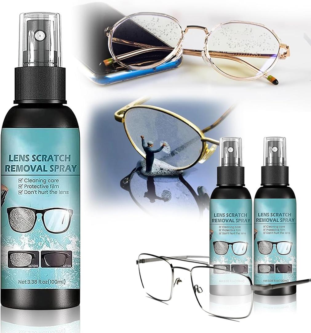 2PCS-Lens Scratch Remover, Scratch Remover for Eyeglasses, Eyeglass Scratch Remover, Lens Scratch Remover for Eye Glasses, Pocket & Travel Essentials, Eye Glass Cleaners Spray. (100ml)