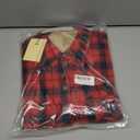 SSLR Fleece Lined Flannel Shirts for Women-Long Sleeve Flannel Jacket Button Down Plaid Shirts-Regular Fit, Casual (Large, Red Black)