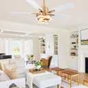 52" White and Gold Ceiling Fans with Lights Modern Chandelier Fan
