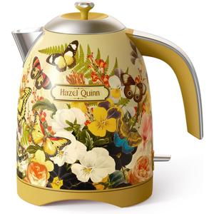Hazel Quinn X Eduardo Recife Collaboration Electric Kettle - 1.7 Liters (57oz) Stainless Steel Water Kettle, BPA-Free Interior, 1200W Fast Boiling, Cordless, Automatic Shut Off - Floral Printed