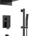 22 Inch Waterfall Rainfall Shower System with Slide Bar Handheld, 3-Function Bathroom Shower Faucet Set for Wall, Pressure Balance Valve Included, Matte Black