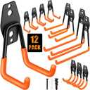 Garage Hooks Pack of 12, Garage Storage System Hooks for Hanging Ladders, Bicycles, Power Tools and More Tools