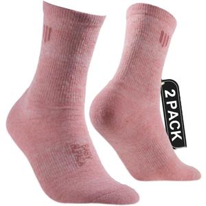 Alpaca Wool Micro Crew Hiking Socks Midweight Moisture Wicking Anti-blister Cushioned (Pink, L)