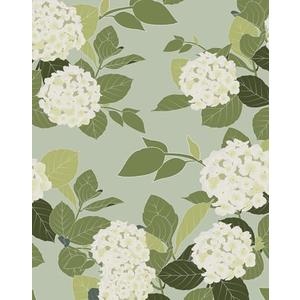HomKihapai Floral Peel and Stick Wallpaper Self Adhesive Hydrangea Wall Paper French Country Cream Stick on Wallpaper for Bedroom Wall Decor Elegant Mural (Green Hydrangea, 118" X 17.4")