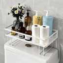 ShellKingdom Over The Toilet Storage Shelf, Toilet Paper Holder Stand Shelves, Punch-Free Bathroom Storage Rack with 2 Hooks, Small Space Organizers for Bathroom, Home, Countertop, White