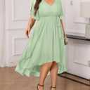 Talisea Plus Size Dresses Wedding Guest - Formal Cocktail Chiffon V Neck Short Sleeve High Low Dress Curvy Women