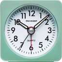 Peakeep Ultra Small, Battery Travel Alarm Clock with Snooze and Light, Silent with No Ticking Analog Quartz (Aquamarine)