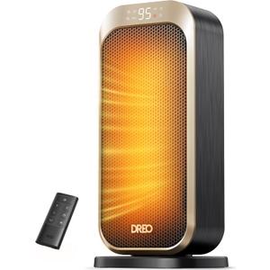 Dreo Space Heaters for Indoor Use, 1500W Portable Electric Heater with Remote and Thermostat, PTC Ceramic, Safety Heat with 70° Oscillation for Bedroom Office Home, Quiet, 12H Timer