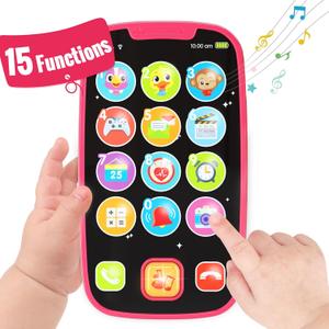 BABYFUNY Toys for 1 Year Old Girl Gifts, 15 Functions Phone Toddler Girl, Learning Baby Toys 12-18 Months, Kids Cell Phone Easter Basket Stuffers - Pink