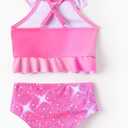 Disney Elsa Princess Toddler Girls Two Piece Tankini Top and Bow Tie Bikini Bottom Beach Swimsuit Set, 5-6Y
