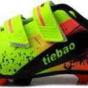 T&B Kids' Soccer Cleats Firm Ground Football Boots Outdoor Sports Neon Green/Orange 76660A-Lv-35