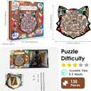 Cat Shaped Wooden Jigsaw Puzzle, 135 Piece Unique Cat Wood Puzzle, Morandi Color Puzzle Home Decor for Adults&Teens, Relaxation Puzzle Gift for Cat Lovers