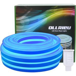 Blue Neon Rope Lights Outdoor Waterproof,50ft LED Strip Light Indoor Connectable 110V UL Power Plug-in 1800 Units SMD 2835 Flexible Decorative Tape Lighting for Party Bar Pool Patio Garden