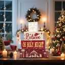 2 x 4Pcs Wooden Christmas Nativity Tiered Tray Decor Christmas Table Decoration Jesus Decor Coffee Table Centerpieces for Home Kitchen Office Decorations