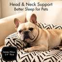 Calming Dog Couch Bed Mats with Neck and Head Support, Fluffy Plush Pet Sofa Cover for Small Medium Dogs and Cats, Non-Slip Bottom, Machine Washable, Black, Medium(35.43''L×31.5''W×5.91''Th