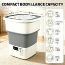 Portable Washing Machine, 52L Large Capacity Foldable Mini Washer with Spin Basket, Adjustable Wash 2–10 Min & Spin 1–6 Min Timer, for Apartment, RV, Camping, Dorm, Travel (Grey)