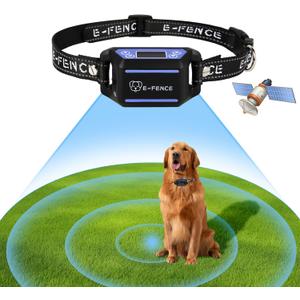 E-FENCE GPS Wireless Dog Collar Fence System,Electric Fence for Dogs,Adjustable Warning Strength,Pet Containment System, Outdoor Use Only
