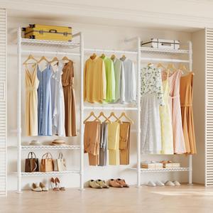 Higeego W3 Wall Mounted Clothes Rack, Industrial Pipe Clothing Rack, White
