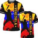 BJU Venezuela Flag T-Shirt Badge Novelty Printed Tee Crewneck Short Sleeve Casual Top Unisex (XL)