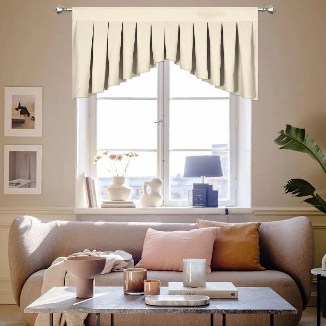 Valances for Windows Beige Window Valance for Living Room Rod Pocket Blackout Valance for KitchenPack of 1 Beige 39" W x 20" L
