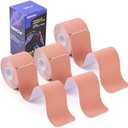 Precut Kinesiology Tape Roll, 3 Rolls, Original Cotton Kinesiology Therapeutic Athletic Tape, Belly Lift Tape, Muscle Tape for Pain Relief Recover, Wrist Kinesiology Athletic Tape