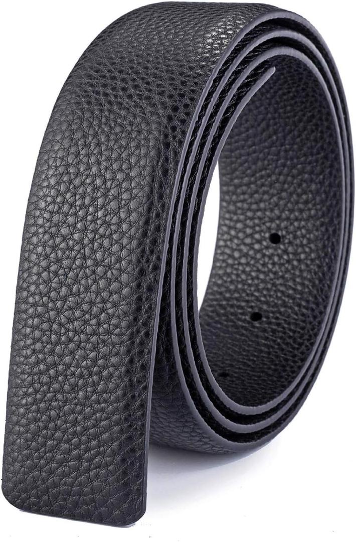Vatee's Men/Women Reversible Genuine Leather Without Buckle Replacemen Belt Strap 1.34"/1.5" Wide (H230: Black / Black)