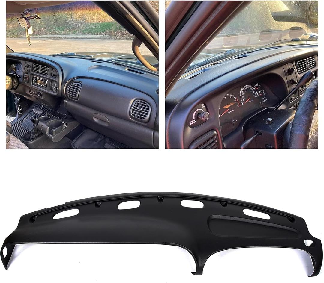 ECOTRIC Dashboard Cover Compatible with 1998-2001 Dodge Ram 1500/1998-2002 Dodge Ram 2500 3500 Black Dash Pad Cover (Medium)