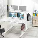 SHW 48-Inch Electric Height Adjustable Standing Desk with Drawer, Memory Preset and Cable Management Tray, White