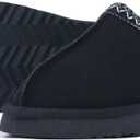 Women's Platform Slippers Winter Mini Boots Anti-Slip Suede Slip on Women Sneakers Fur Lined House Slippers for Indoor Outdoor (6, Flat Black)