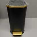 Cesun Small Bathroom Trash Can with Lid Soft Close, 5 Liter/1.3 Gallon Stainless Steel Garbage Can with Removable Inner Bucket, Step Pedal, Slim Waste Basket for Toilet, Office, Bedroom (Black&Gold)