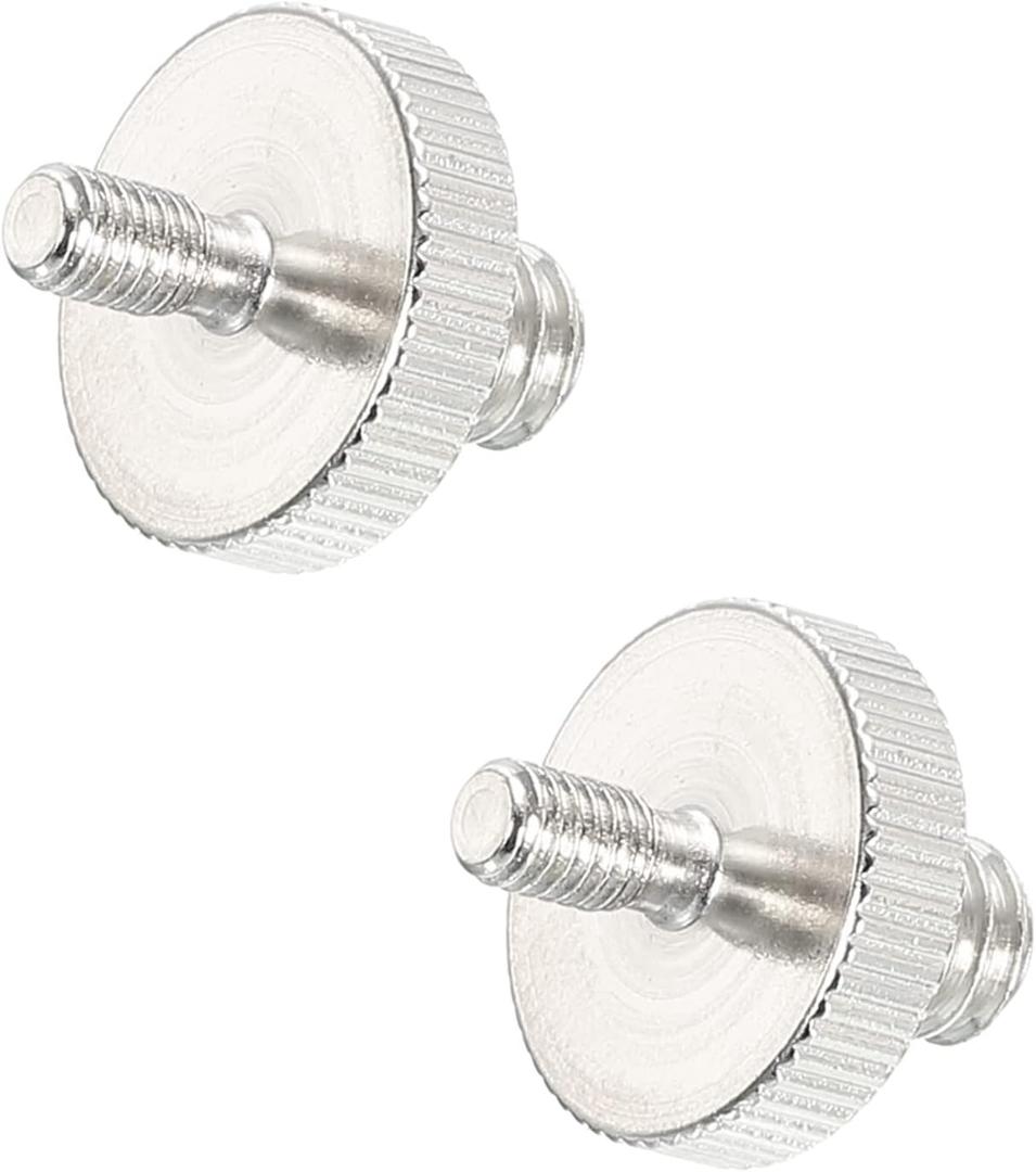 PATIKIL Mic Stand Adapter M4 Male to 1/4 Male Thread Tripod Screw Adapter Double Sides Camera Screw for Microphone Tripod Stand Silver 2 Pack