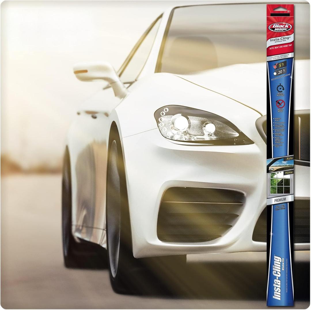 Black Magic Insta-Cling 5% VLT Tinted Window Film, Reusable Car Window Tint  Black