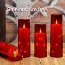 Eebuss Flameless Candles with Embedded Star String, Battery Operated LED Pillar Candles with Timer and Remote Control,Home Decorating for Ambiance Set of 7 (Red)
