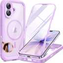 Miracase for iPhone 17 Case 6.3'', Full-Body Military Grade Drop Protection Outdoor Phone case with Built-in Glass Screen &Camera Control,Easy Installation,No Gap,Compatible with MagSafe, Light Purple