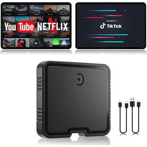 Wireless Carplay Adapter with Netflix YouTube TF Card Plug & Play, Wireless AI Box Car Play Adapter & Android Auto Dongle Easy to Setup, Fits for OEM Wired CarPlay Cars